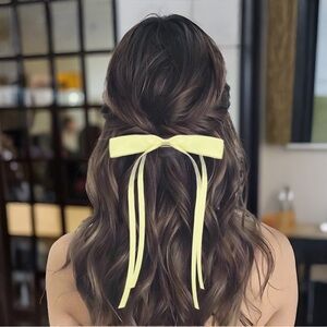 Yellow Silky Satin Hair Bow Ribbon Barrette All Occasions Any Season US Made